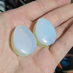 🌛 Teardrop shaped Opal Stone gauges 7/8"